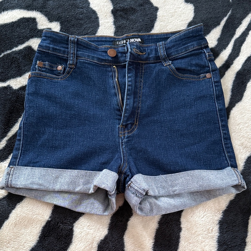 Fashion Nova Dark Blue Jean Shorts